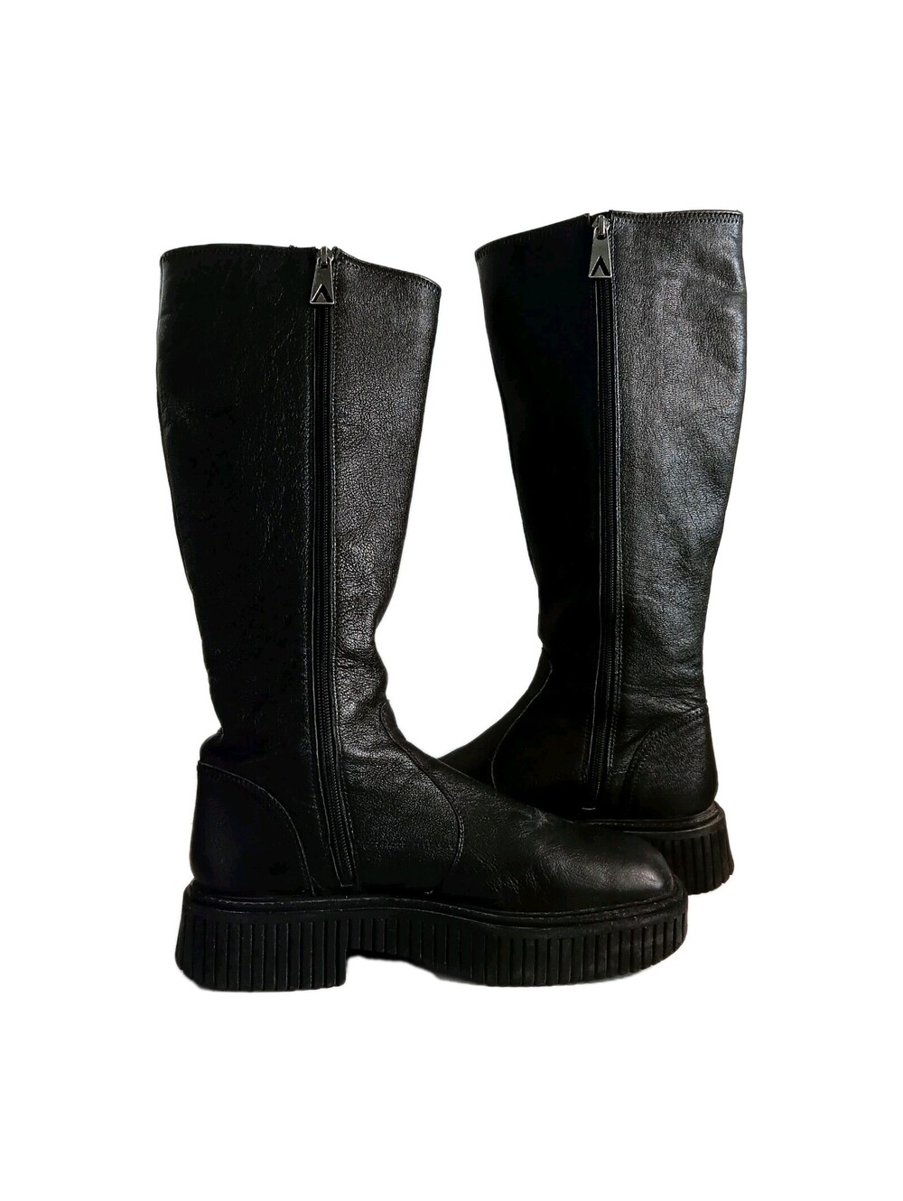 Urban Outfitters ASRA Women's 9.5 Leather Platform Knee High Boots Moto Lug Goth